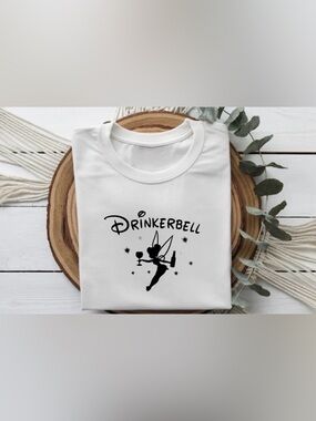 Drinkerbell Shirt Funny Fairy Drinking Graphic Tee Girls Night Party Top